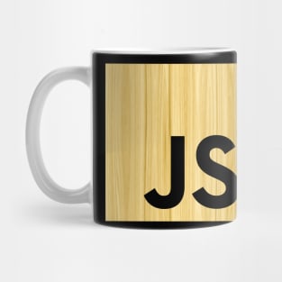 JavaScript Shirt | Wood Grain Pattern JS Logo Mug